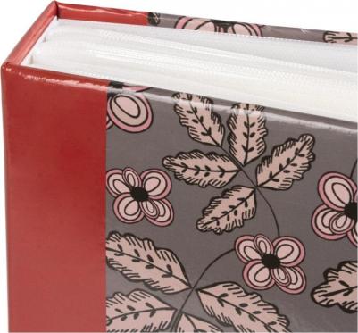 Фотоальбом на 200 фото 10х15 см, твердая обложка, "Флора", серый с красным, 391121 – фото 1