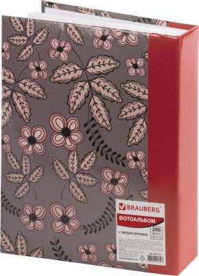 Фотоальбом на 200 фото 10х15 см, твердая обложка, "Флора", серый с красным, 391121 – фото 5