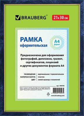 Рамка 21х30 см, пластик, багет 15 мм, HIT, синий мрамор с позолотой, стекло, 390705 – фото 3