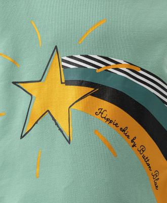 Свитшот с манжетами и рукавом-реглан зеленый 222BBGMC16014800 р.98 – фото 1