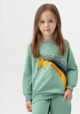 Свитшот с манжетами и рукавом-реглан зеленый 222BBGMC16014800 р.98