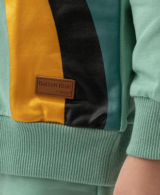 Свитшот с манжетами и рукавом-реглан зеленый 222BBGMC16014800 р.98 – фото 4