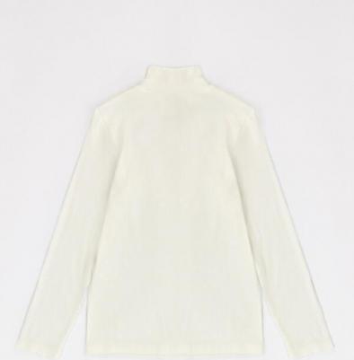 Водолазка в рубчик с воротником-стойкой молочная, 170, 224BBGJC1803 – фото 2