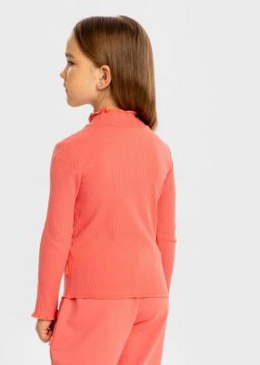 Водолазка в рубчик с воротником-стойкойкоралловая, 128, 224BBGMC1802 – фото 1