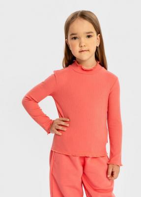 Водолазка в рубчик с воротником-стойкойкоралловая, 128, 224BBGMC1802