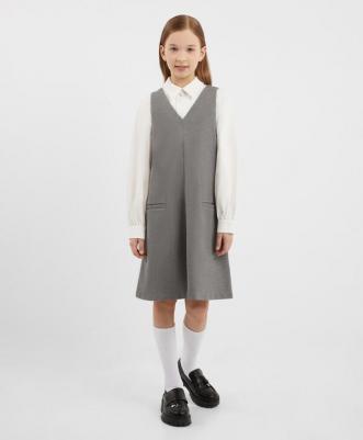 Сарафан из джерси с карманами серый для девочки (158)