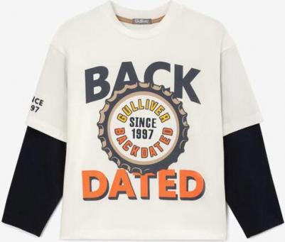 Лонгслив трикотажный с имитацией многослойности молочный, 128, 22405BMC1201 – фото 5