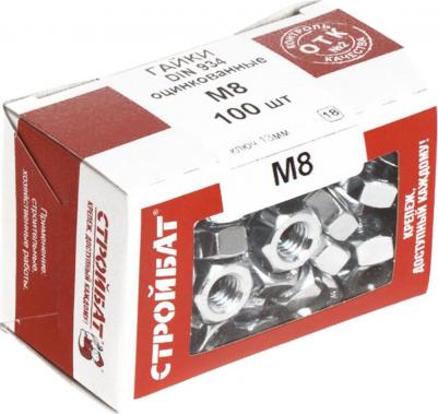 Оцинкованная гайка М8 DIN934 (100 шт.) – фото 1