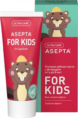 Детская гелевая зубная паста с фторидом со вкусом арбуза, от 4 до 8 лет, 50 мл, Asepta – фото 3