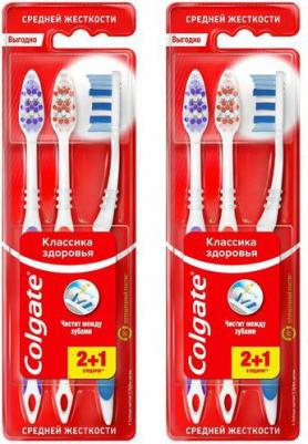 Зубная щетка Классика Здоровья многофункциональная средней жесткости промоупаковка, 3 шт – фото 6