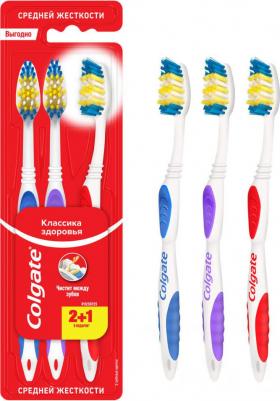 Зубная щетка Классика Здоровья многофункциональная средней жесткости промоупаковка, 3 шт – фото 12