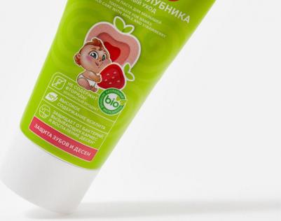 Детская зубная паста 0-3 лет Baby, Нежный уход Яблоко-клубника 35 мл – фото 2