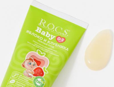 Детская зубная паста 0-3 лет Baby, Нежный уход Яблоко-клубника 35 мл – фото 3