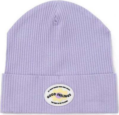 Шапка бини с подворотом сиреневая для девочки (52) – фото 2