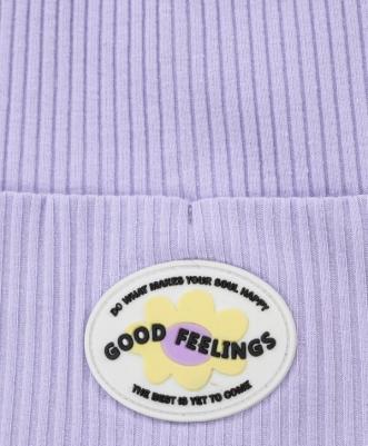 Шапка бини с подворотом сиреневая для девочки (52) – фото 4