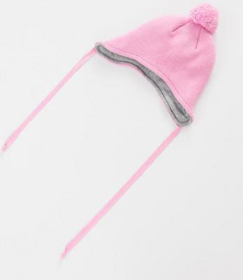 Шапка на завязках с помпоном утепленная розовая для девочки, 52, 224BBGMX7313 – фото 3