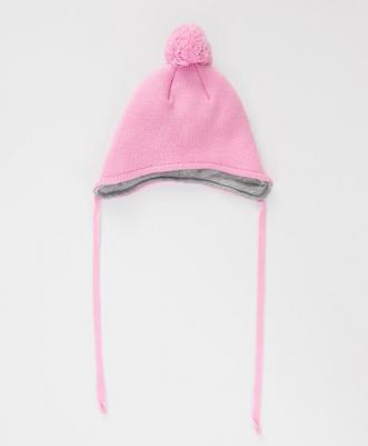 Шапка на завязках с помпоном утепленная розовая для девочки, 52, 224BBGMX7313 – фото 5