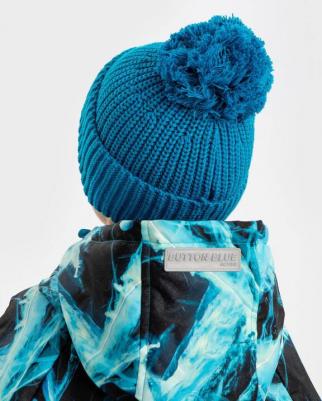 Шапка с помпоном утепленная синяя для мальчика (52) – фото 3