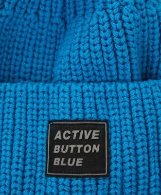 Шапка с помпоном утепленная синяя для мальчика (52) – фото 5