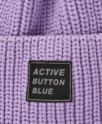 Шапка вязаная с помпоном фиолетовая для девочки (52) – фото 1