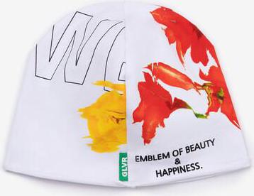 Шапка с ярким цветочным рисунком белая для девочки (50) – фото 2