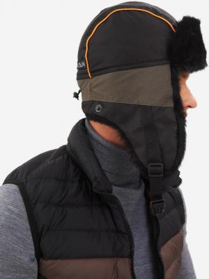 Шапка ушанка зимняя, размер 56-58, хаки, черный – фото 2
