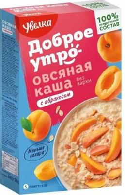 Доброе утро овсяная каша быстрого приготовления с абрикосом, порционная, 5 пак. по 40 г