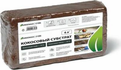 Субстрат кокосовый в брикете, 4 л, 30% чипсы и 70% торф – фото 1