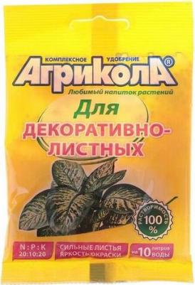 Удобрение Агрикола 10 для декоративнолистных растений пакет 25 г – фото 1