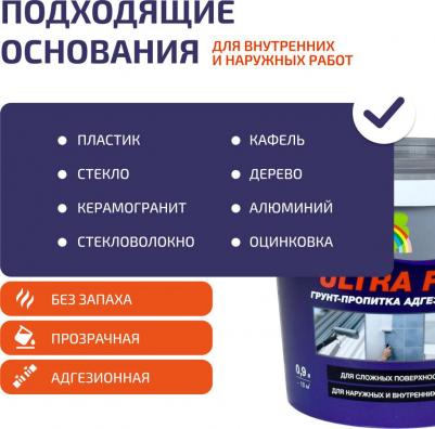 Грунт-пропитка адгезионная Ultra Fix прозрачный 0.9 л – фото 1