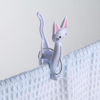 Прищепки бельевые "Коты", 7 см, 4 шт, цвет микс