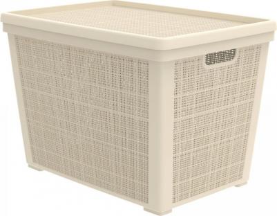 Корзина плетёная для хранения с крышкой "Лён" слоновая кость АП 454 65 л