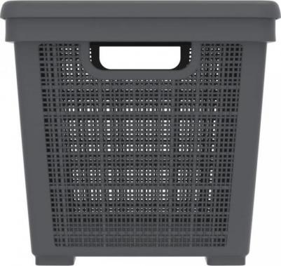 Плетеная корзина для хранения с крышкой "Лён" на 22 литра / 400*284*264 / Цвет Графит – фото 7