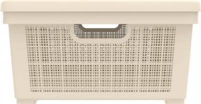 Плетёная корзина Лён для хранения с крышкой 35л 568x400x203мм слоновая кость – фото 4