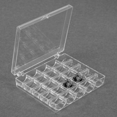 Контейнер для шпулек, 3633391, прозрачный, 25 отделений, 12,3 х 10 х 2,5 см