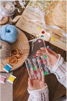 Контейнер для шпулек, 3633391, прозрачный, 25 отделений, 12,3 х 10 х 2,5 см – фото 5