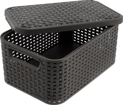 Корзина с крышкой для хранения Style размер S, цвет темно-коричневый – фото 9