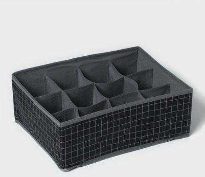 Органайзер для белья "Кло", 12 ячеек, 32x24x12 см, цвет чёрный – фото 2