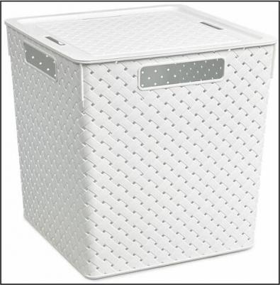 Коробка для хранения с крышкой "Береста", квадратная, цвет: белый, 29,4x29,4x30,1 см, 23 литратуки – фото 5