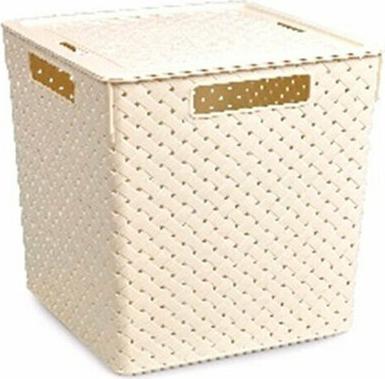 Коробка для хранения с крышкой "Береста", квадратная, цвет: белый, 29,4x29,4x30,1 см, 23 литратуки – фото 8