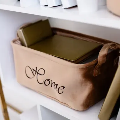 Корзина для хранения "Велюр", Д340 Ш220 В160, бежевый – фото 2