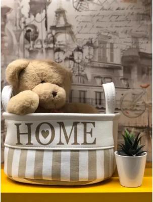 Корзина тканевая для хранения "Home", 280х180х140 мм, бежевый – фото 5