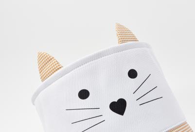 Корзина тканевая для хранения "Котенок", 320х320х250 мм, бежевый – фото 1