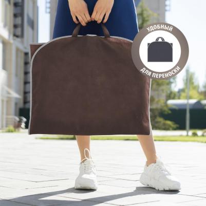 Чехол для одежды подвесной, с прозрачной вставкой, цвет: коричневый, 60 х 100 см – фото 5