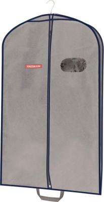 Чехол для одежды с овальным окном и ручками объемный серый 60 х 100 х 10 см – фото 3