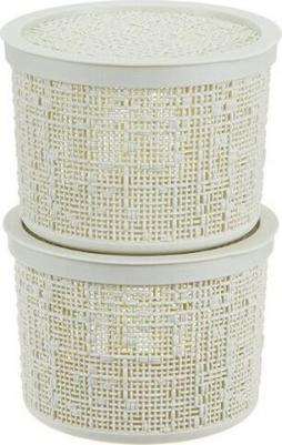 Коробка БЯЗЬ с крышкой D17см 2л белый ротанг – фото 2