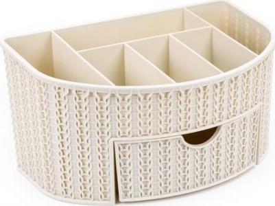 Органайзер М 2388 Белый ротанг вязание с ящиком 23*14*12 см – фото 1