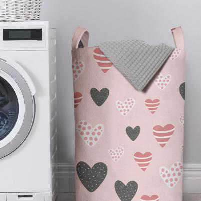 Корзина для белья в ванную органайзер Ассорти из сердечек 60x40 см