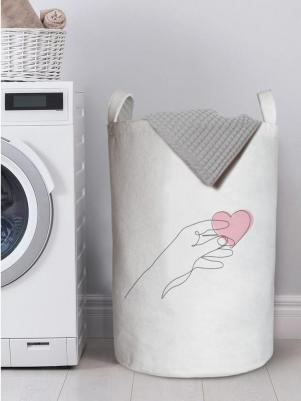 Корзина для белья в ванную органайзер Сердце в руках 60x40 см – фото 1