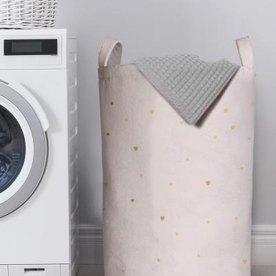 Корзина для белья в ванную органайзер Снегопад из сердец 60x40 см